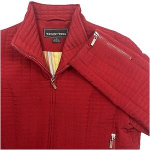 Regent‎ Park Women Quilted Red Lightweight Jacket/Coat Lined Zipper Sz Large